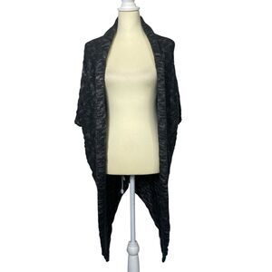 M. Rena Wool Blend Open Front Asymmetrical Knit Cardigan Women's Size Small